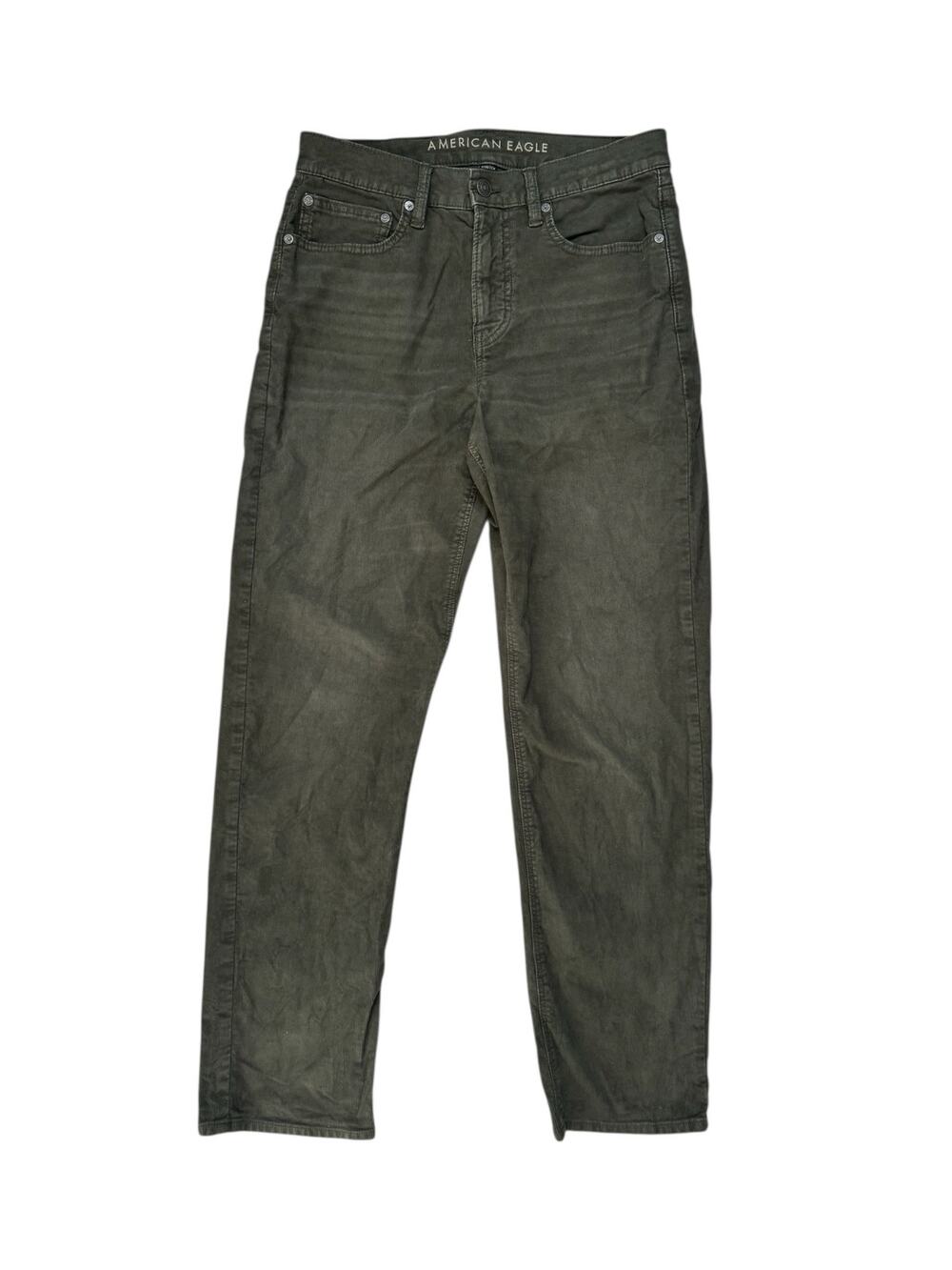 AMERICAN EAGLE 90s Straight Corduroy Pants in Olive Green Size 6 Regular Womens